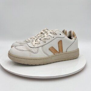 Veja V-10 Women Size 8 Extra White Camel V Logo Leather Training Casual Shoes